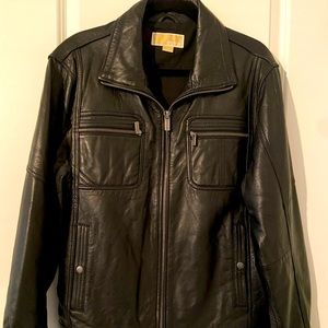 Mens MICHAEL Michael Kors Black Real Leather Jacket Size Medium